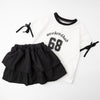 【2点セット】サイドラインロゴプリントトップス＋ティアードスカート
