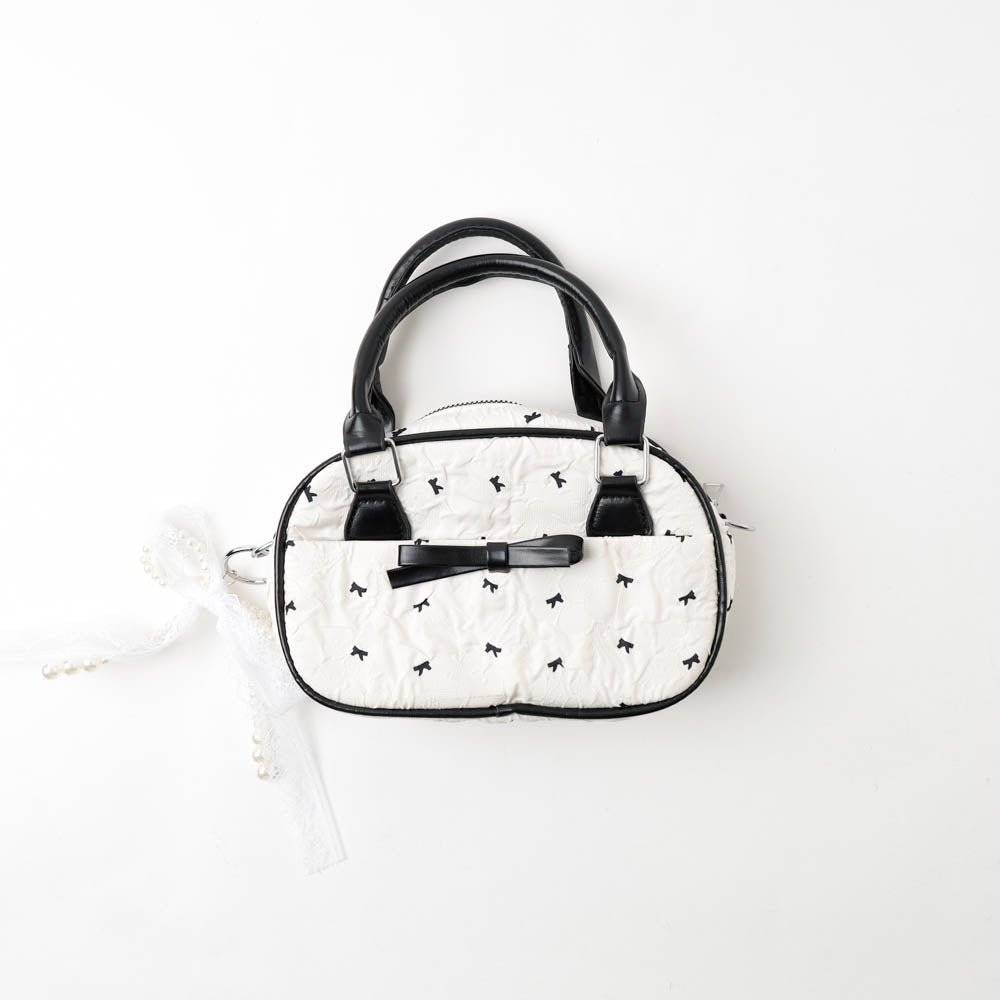 【2way】リボンジャカードスクエアバッグ