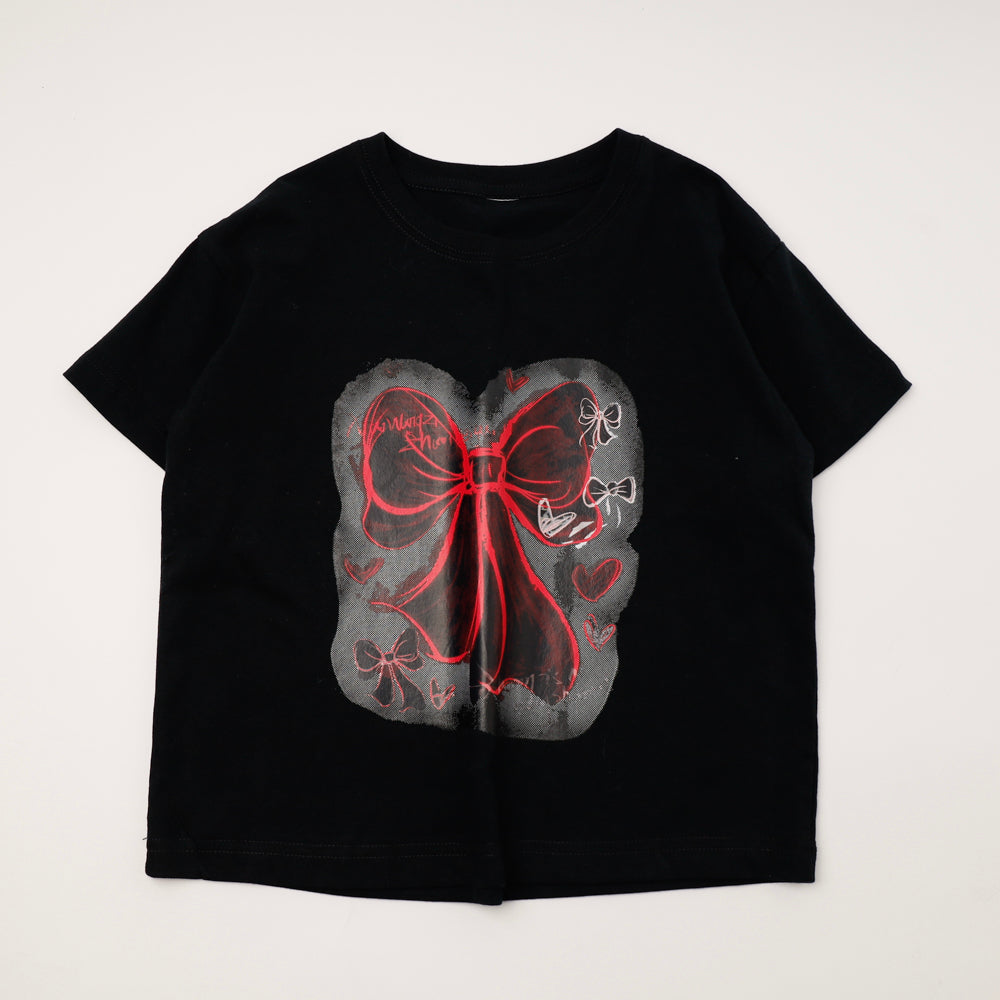スプレーリボンプリントオーバーサイズTシャツ