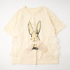 ラビットプリントオーガンジーリボンオーバーサイズTシャツ