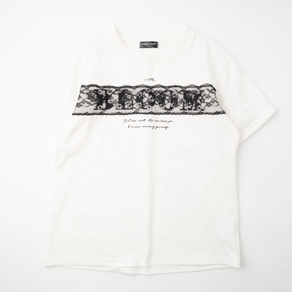 【綿100％/吸水速乾】フラワーロゴプリントレースTシャツ