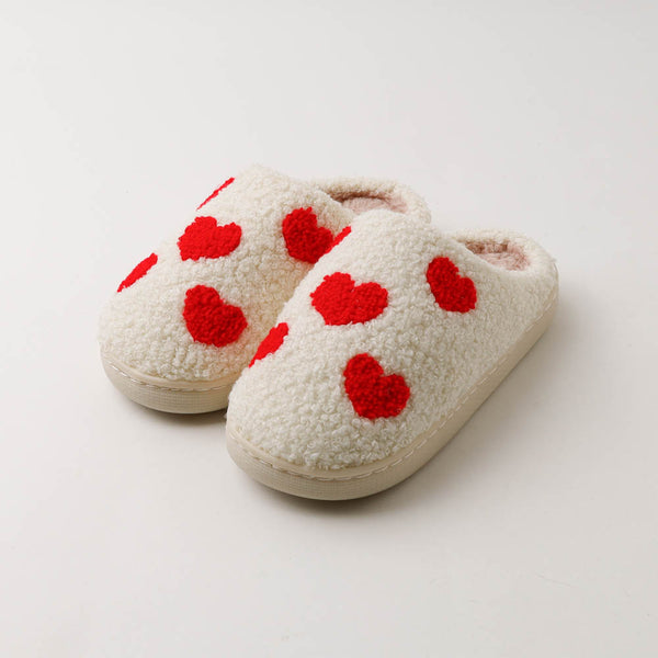 もこもこ総柄ハートデザインスリッパ