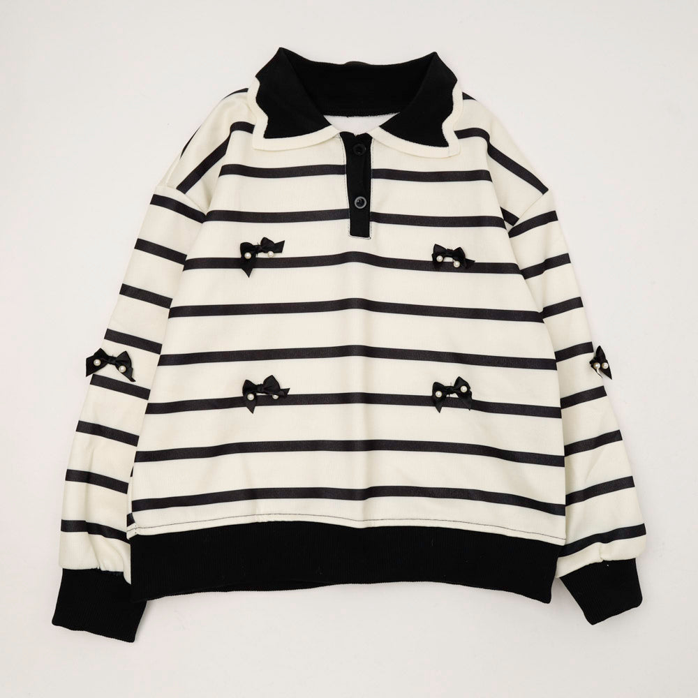 ポロライクミニリボンボーダートレーナー