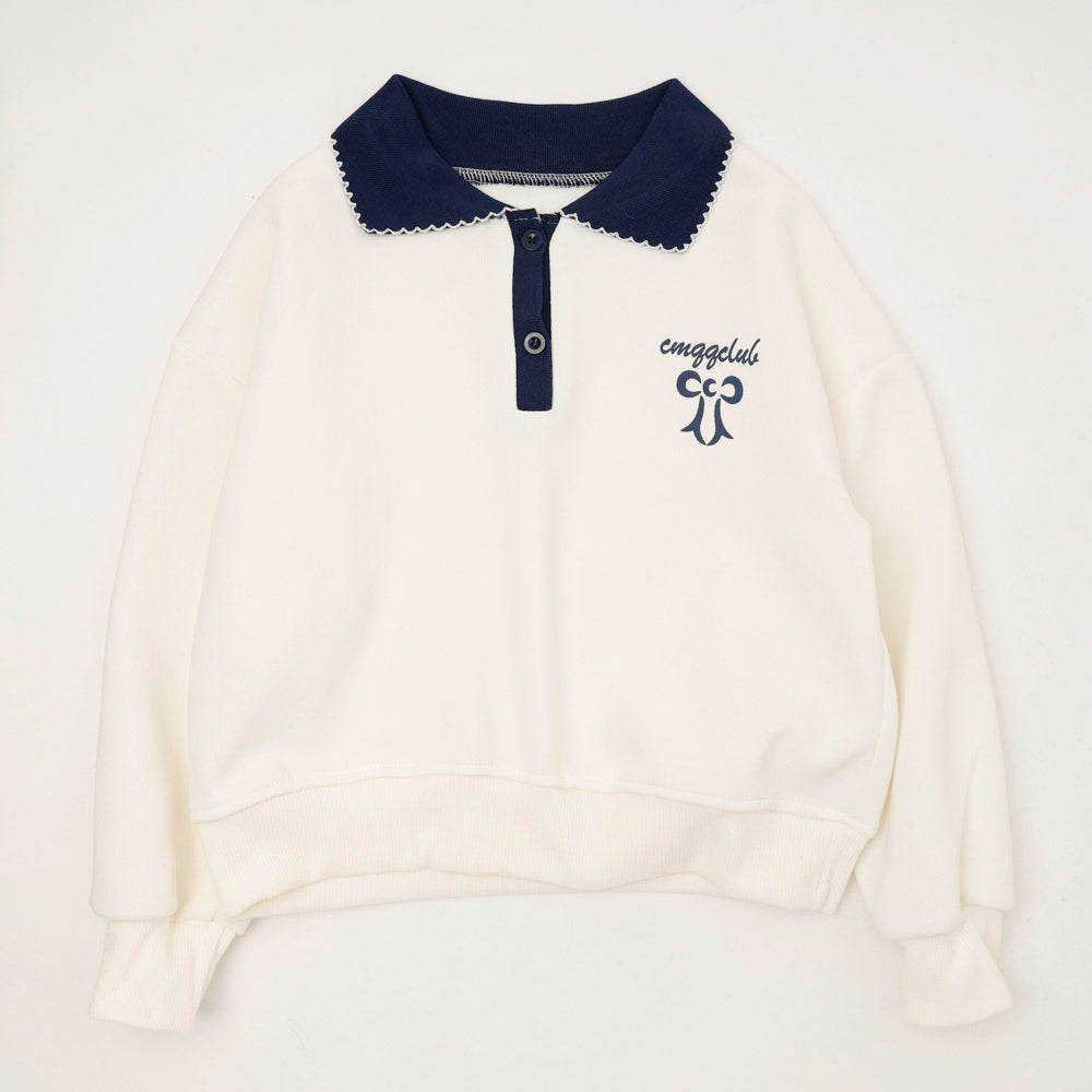 スカラップカラーデザインポロライクトレーナー