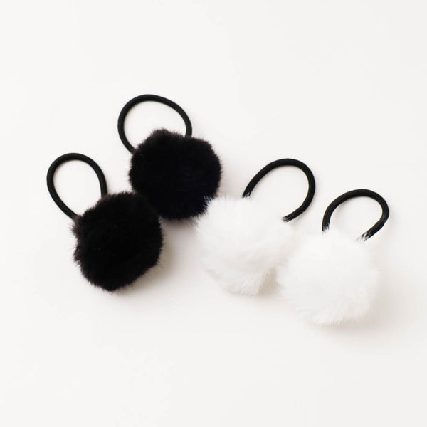 【2点セット】ファーポンポンヘアゴム
