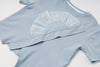 アシンメトリーフロントスリットクロップドTシャツ