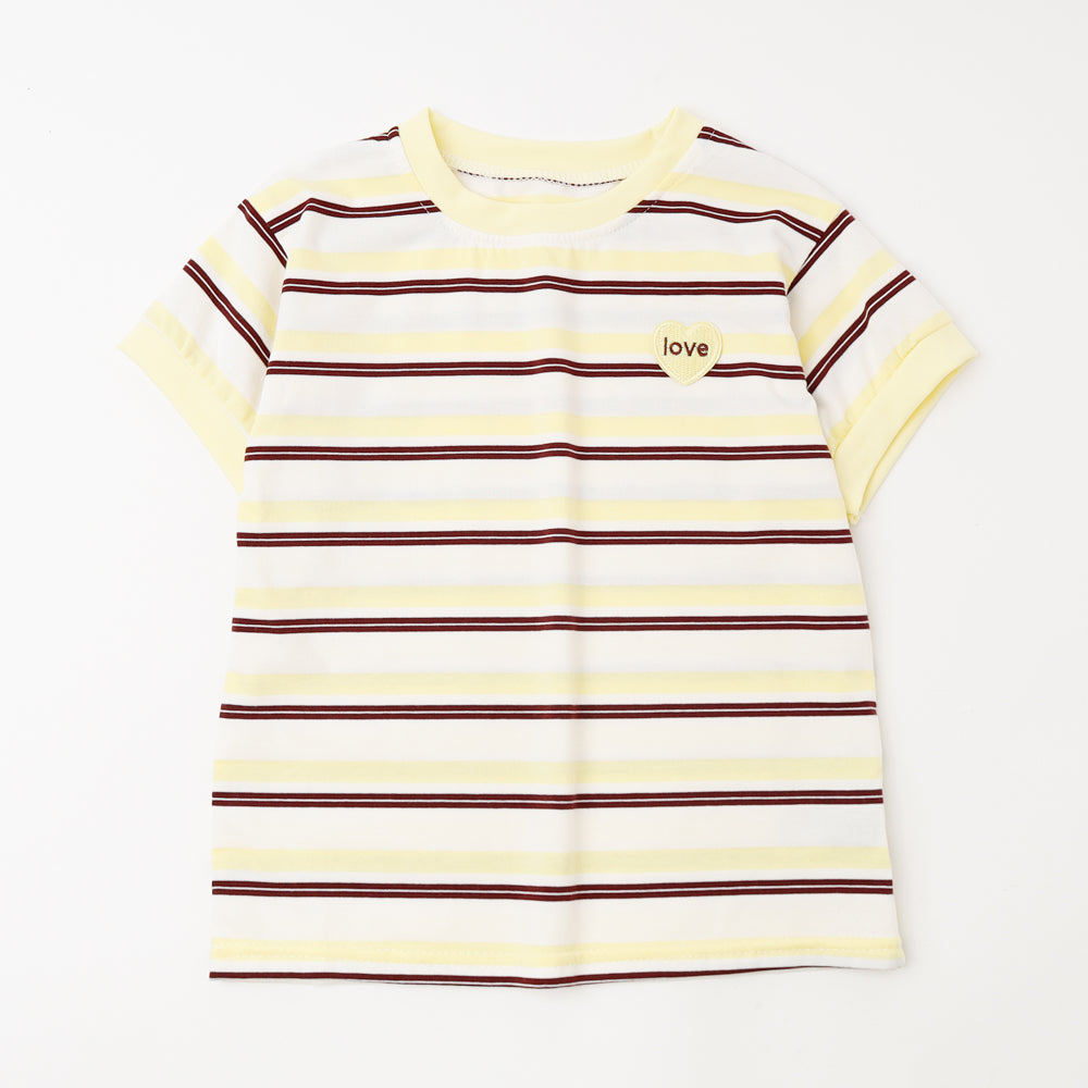 ワンポイントハートロゴマルチボーダーTシャツ