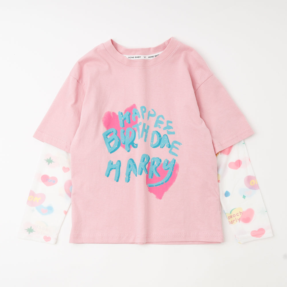 ロゴプリントシアートップスドッキングTシャツ