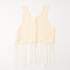 フリンジノースリーブサマーニットトップス