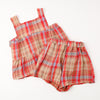 【2点セット】チェックティアードフリルトップス＋ショートパンツ