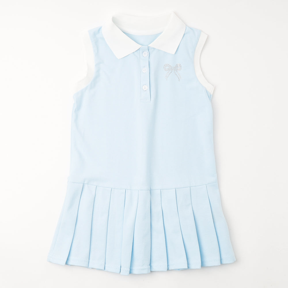 配色ワンポイントリボンプリーツワンピース