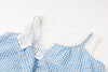 ギンガムチェックフロントリボンノースリーブトップス