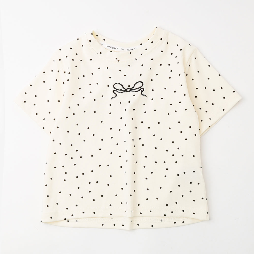ワンポイントリボンロゴミニドットTシャツ