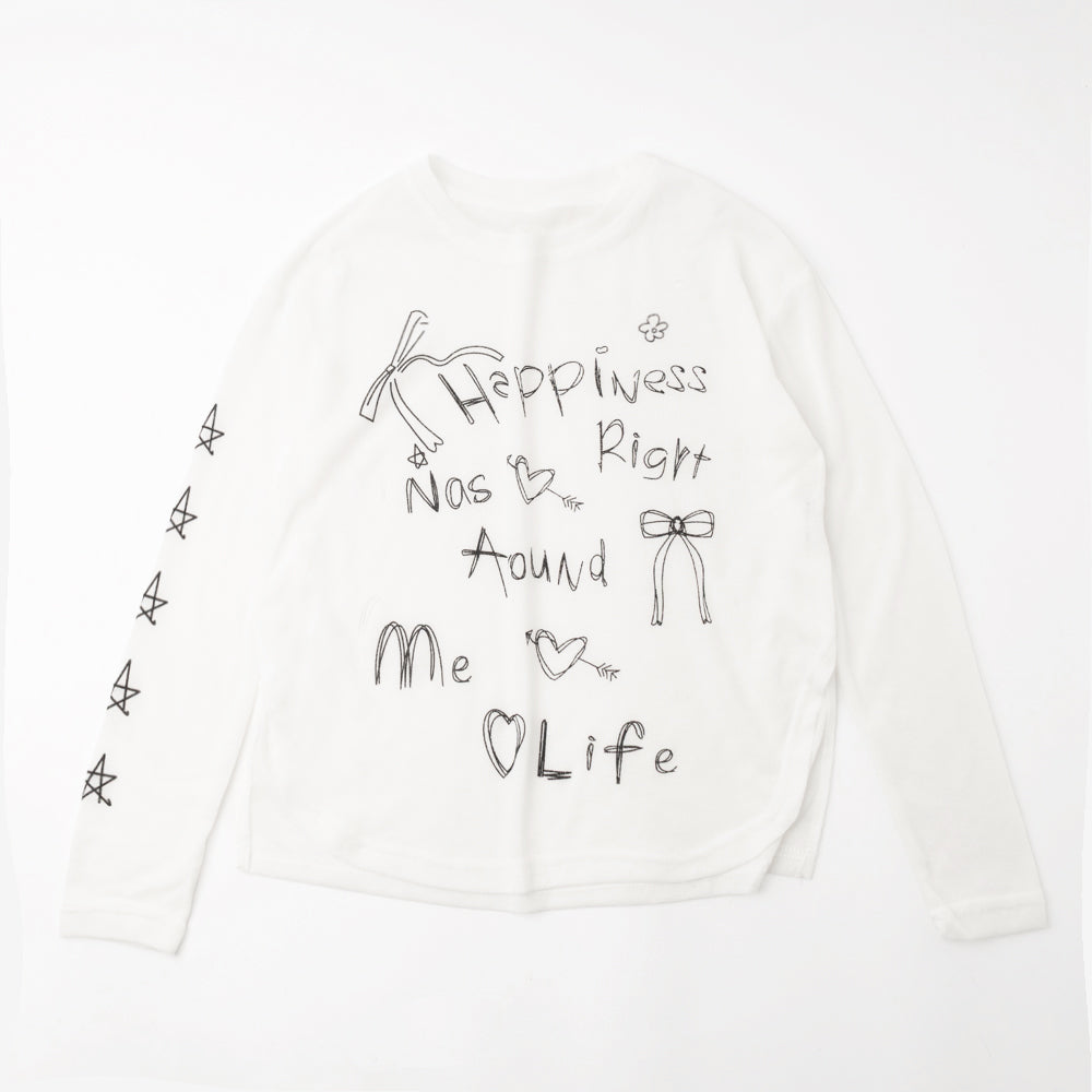 手書ロゴプリントシアーカラートップス