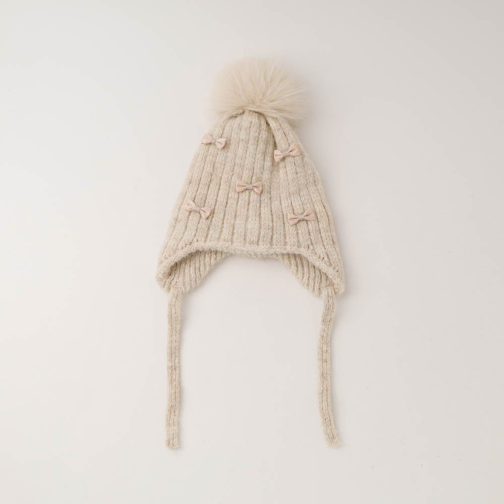 ポンポンリボンニット帽