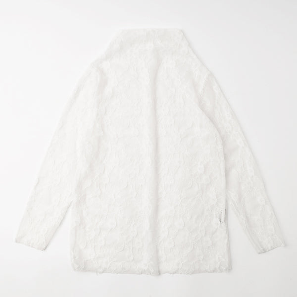 ハイネックレースシアートップス