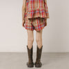 【2点セット】チェックティアードフリルトップス＋ショートパンツ