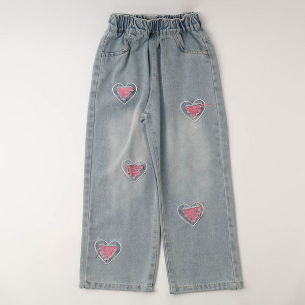 ハートカラーダメージデニムパンツ