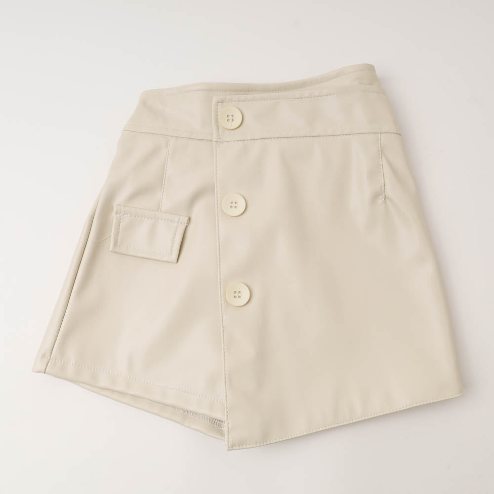 フェイクレザーアシンメトリーキュロット