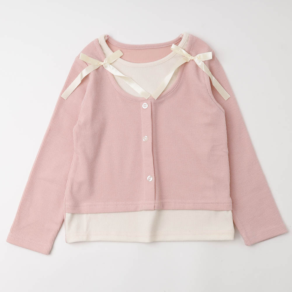 レイヤードライクドッキングリボントップス