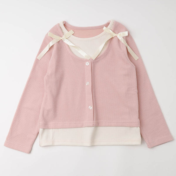 レイヤードライクドッキングリボントップス