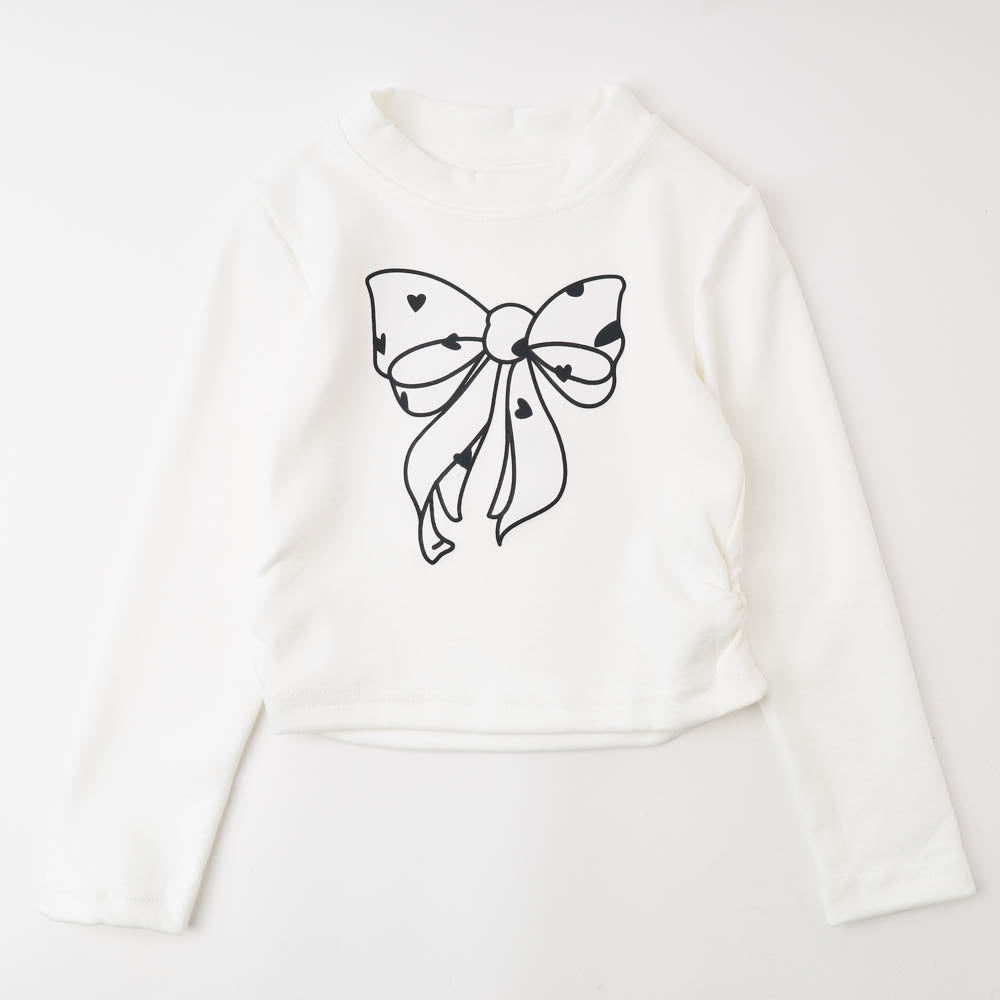 ハートドットリボンプリントデザインカットソー