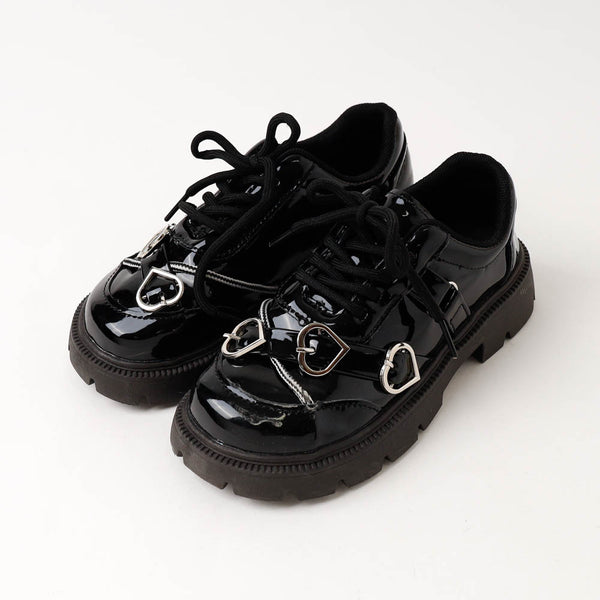 ボリュームソールハートベルトレースアップエナメルシューズ