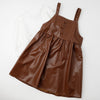 【2点セット】トップス+フロントボタンフェイクレザーキャミワンピース