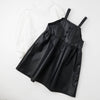 【2点セット】トップス+フロントボタンフェイクレザーキャミワンピース