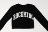 フロントロゴプリントクロップドトップス