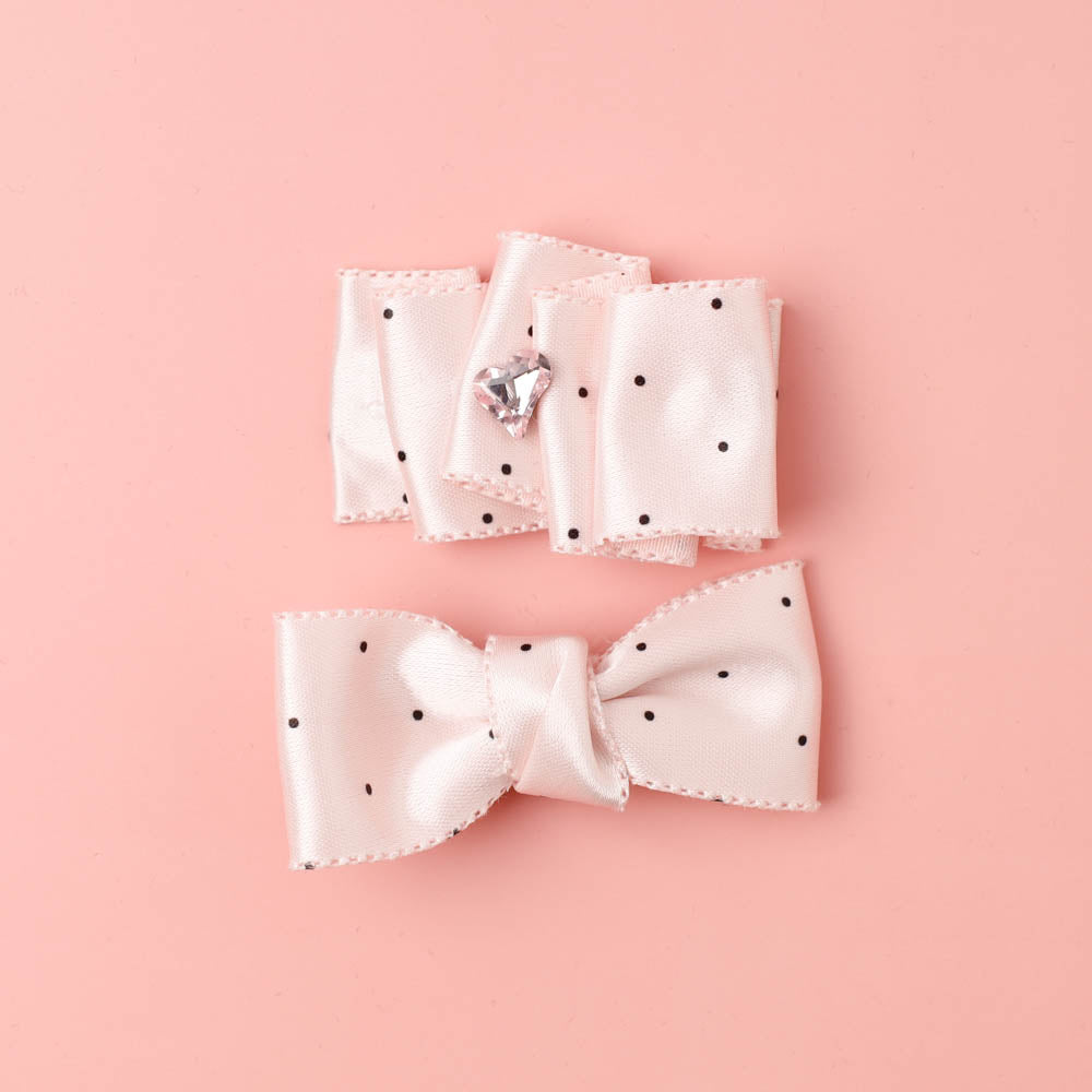 【2個セット】ドットサテンリボンヘアピン