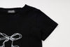 【2点セット】リボンプリントクロップドTシャツ＋フリルドッキングパンツ