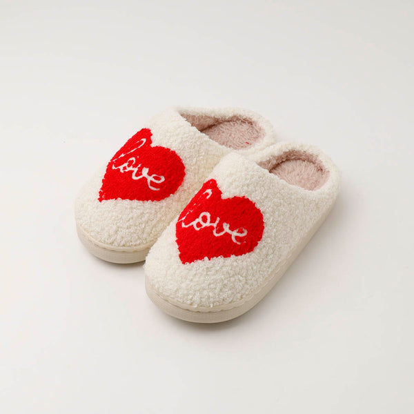 もこもこハートロゴデザインスリッパ