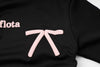 ぷくぷくリボン発泡プリントサイドギャザーロングTシャツ