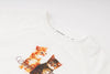 【2点セット】レースフリルドッキングキャットプリントTシャツ＋デニムショートパンツ