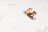 【2点セット】レースフリルドッキングキャットプリントTシャツ＋デニムショートパンツ