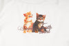 【2点セット】レースフリルドッキングキャットプリントTシャツ＋デニムショートパンツ