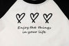 クロップドハートプリントラグランTシャツ