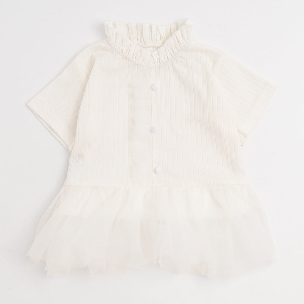 チュールティアードドッキングリブトップス