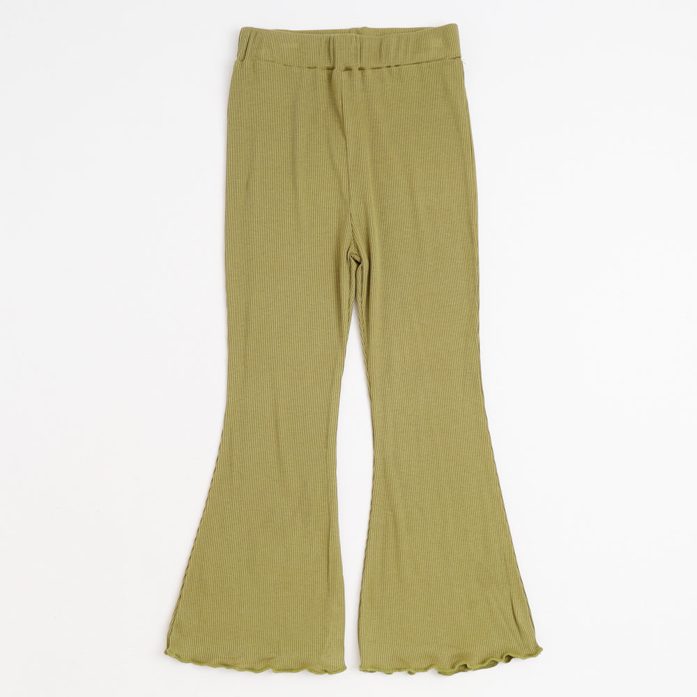 カラーリブメロウフレアパンツ