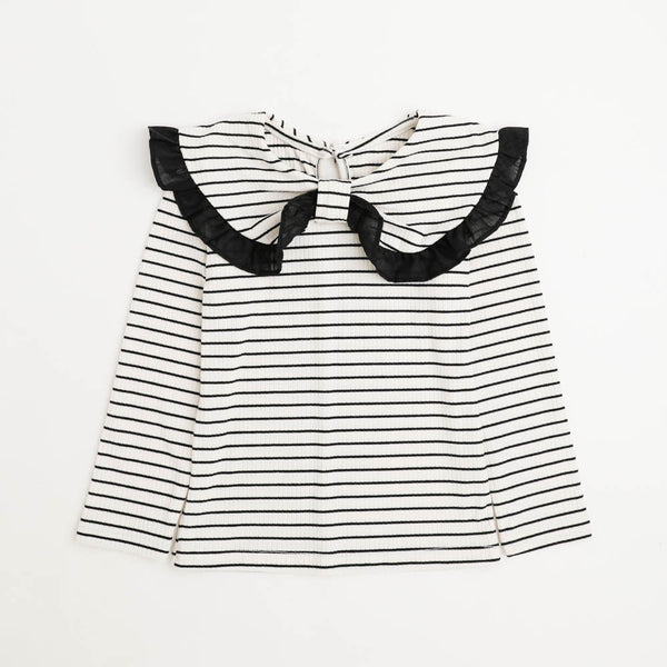 ビッグリボンカラーボーダーリブトップス