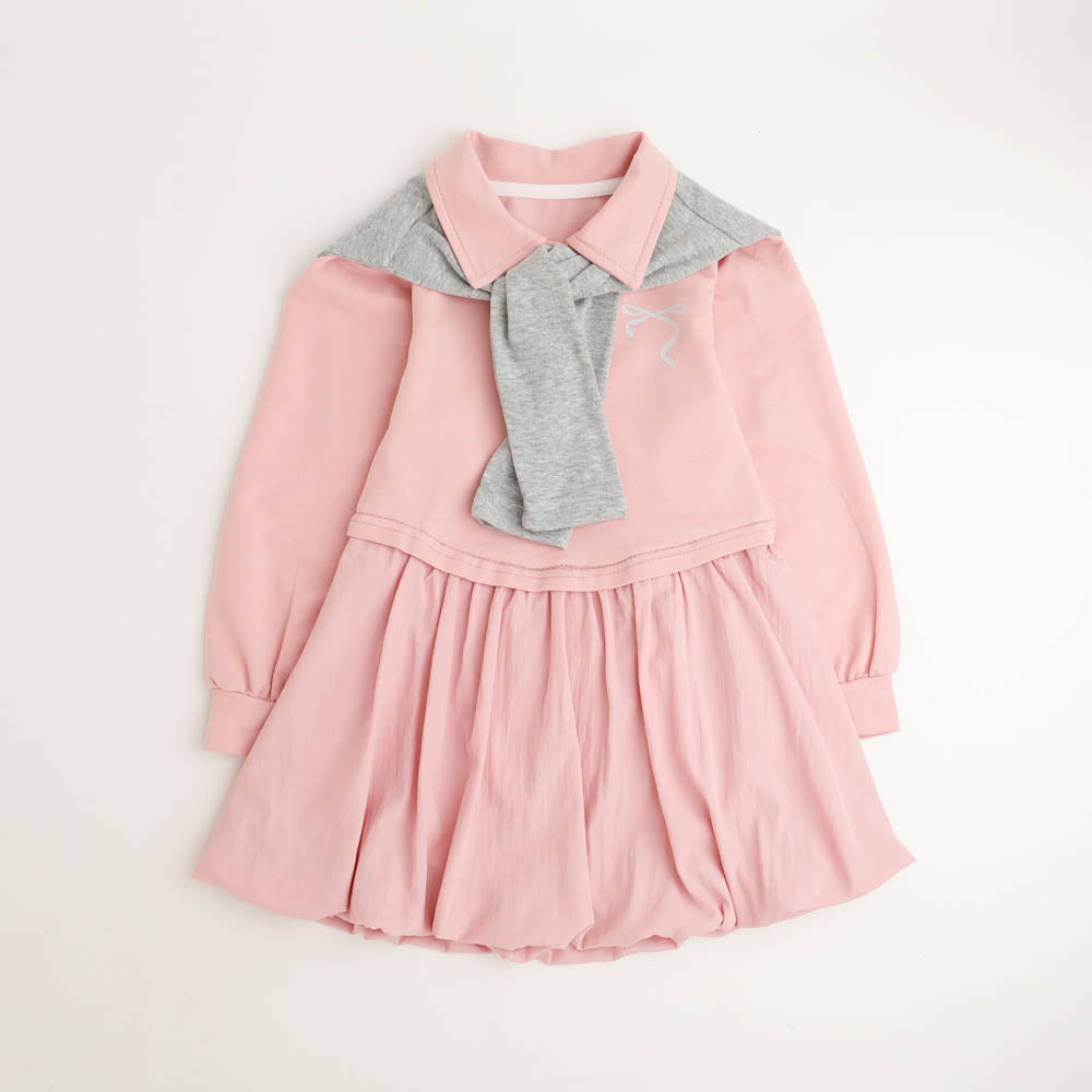 【2点セット】タイ付きポロライクドッキングワンピース