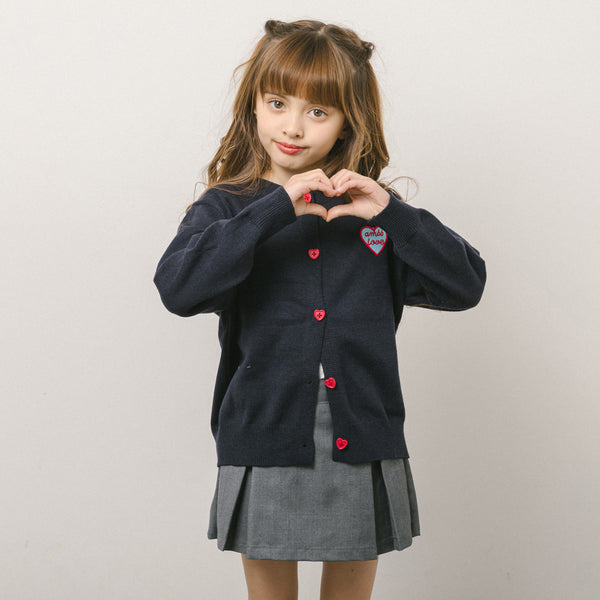 フロントワンポイントデザインハートボタンカーディガン