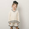 【2点セット】ラインデザインツイストケーブルニットトップス＋ショートパンツ