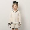 【2点セット】ラインデザインツイストケーブルニットトップス＋ショートパンツ
