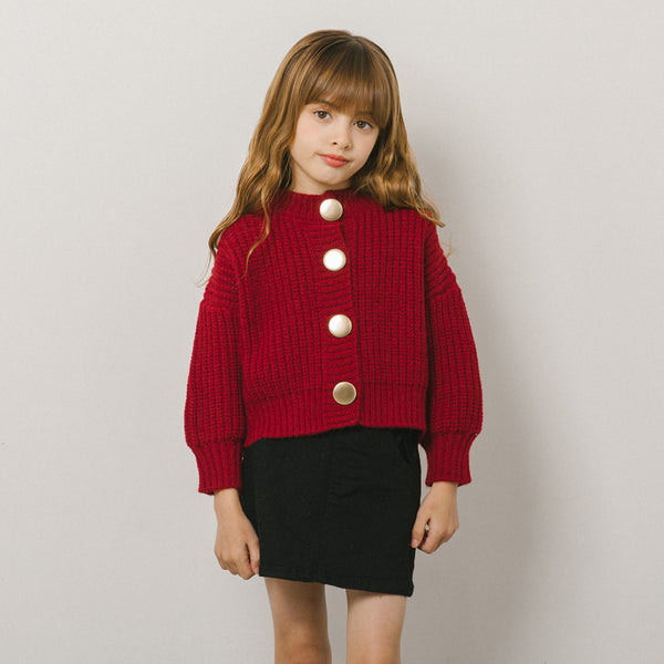 クロップド丈ビッグボタンニットカーディガン