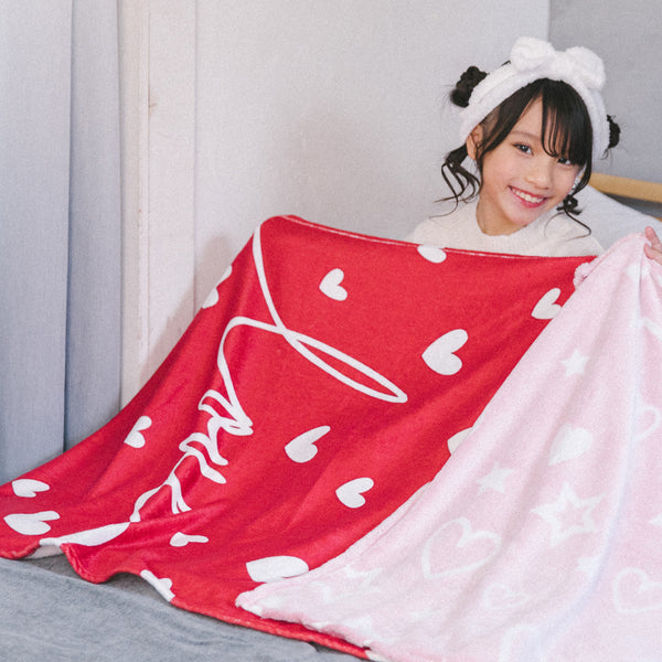 バイカラーハートロゴデザインブランケット