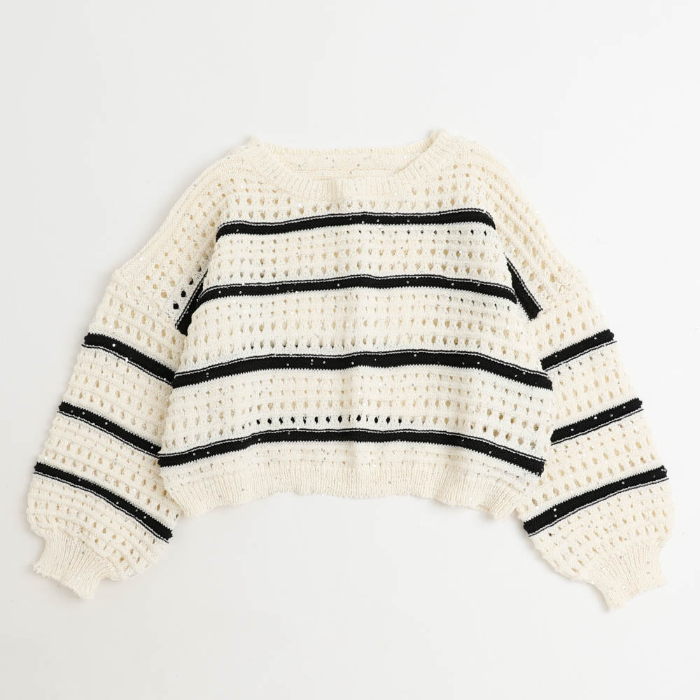 メッシュボーダートップス