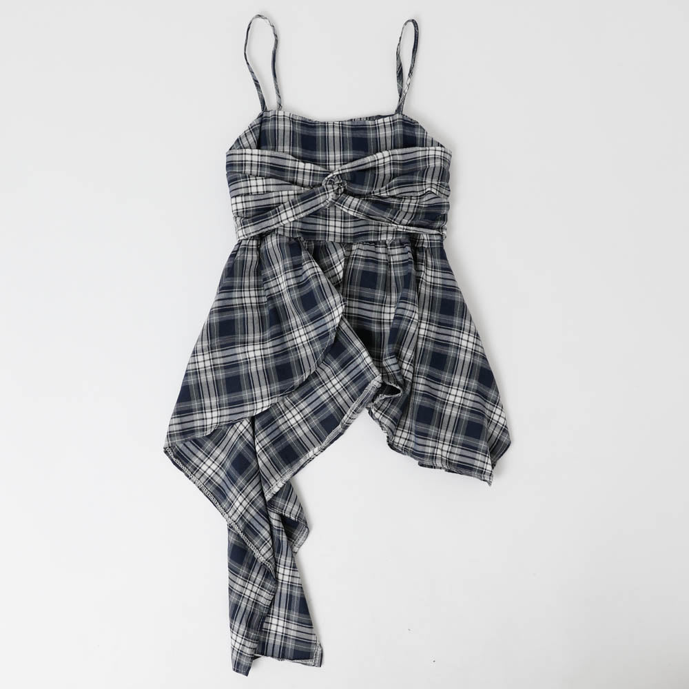 チェックヘムキャミワンピース