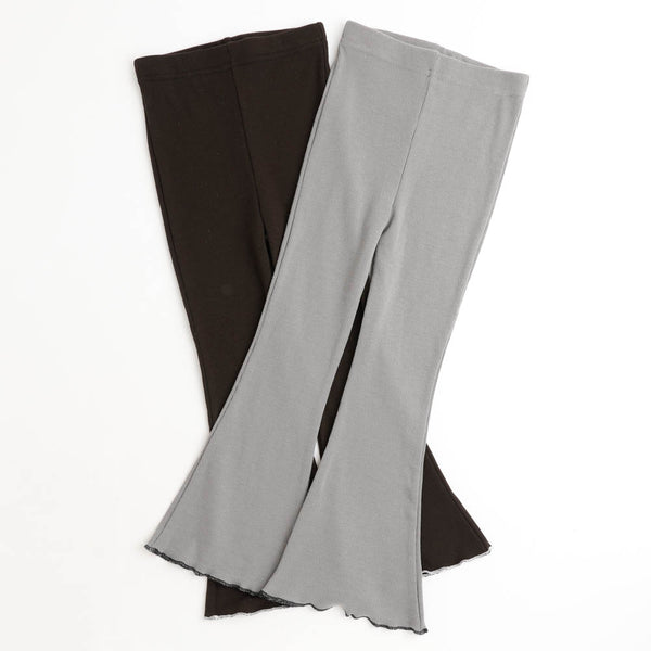 【伸縮性・保温性バツグン】リブカットソーフレアレギンスパンツ